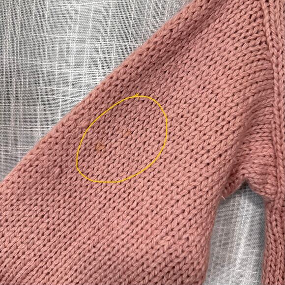 VTG Womens Chunky Knit Sweater L Petite Pink Mauve Rose Floral Granny Cottage - Picture 11 of 11